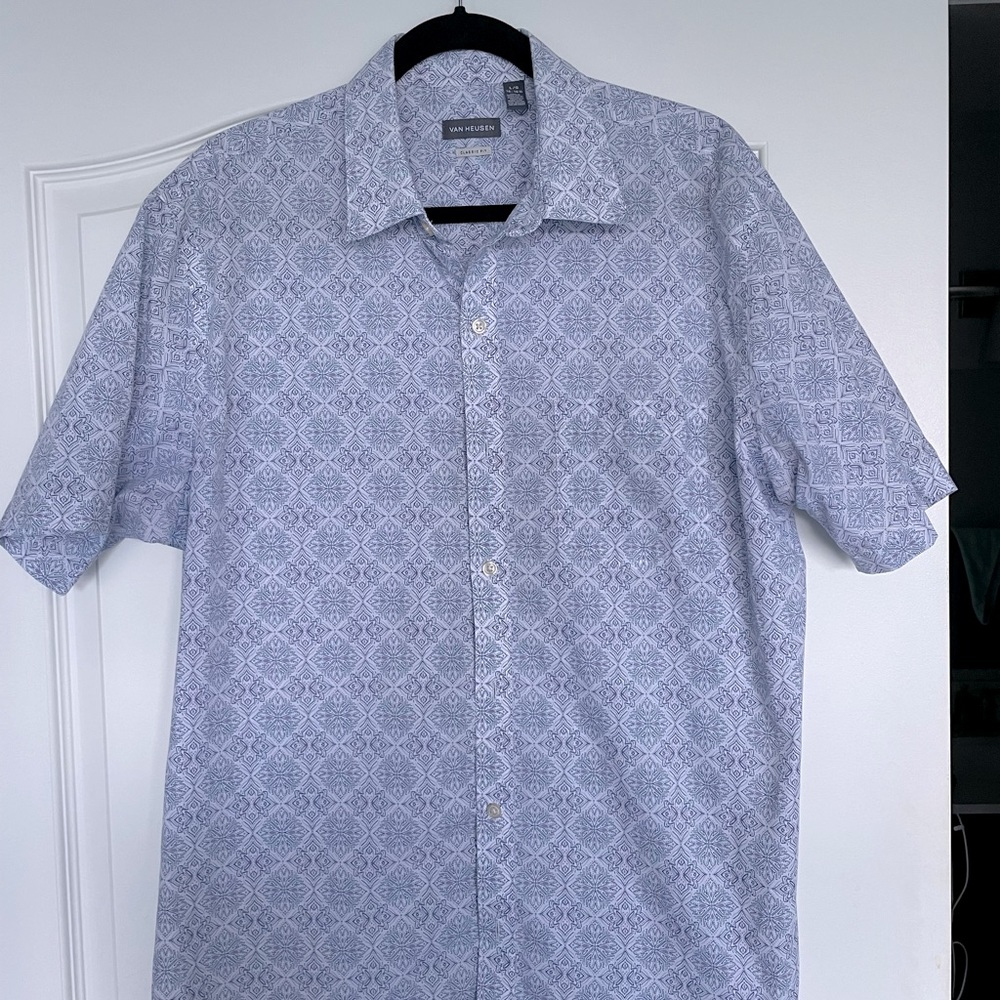 Mens Short Sleeve Dress Shirt Size Large 16-16.5”